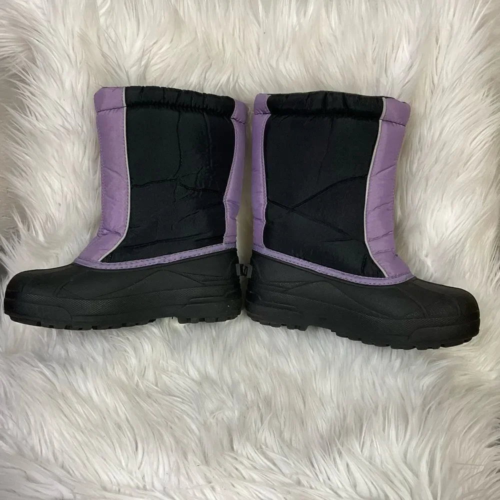 Sorel snow command black purple winter pull on boots 4